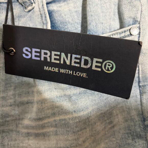 Serenede Jeans Men 40 Blue Bandana Patchwork Distressed Skinny Denim Pants NWT - Picture 6 of 7